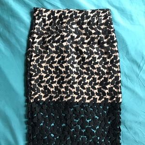 Bardot Skirt from Revolve with Black Applique